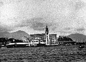 01-18-491|Kowloon Peninsula viewed from the harbour, showing the Star Ferry Terminus, the Kowloon-Canton Railway Station and the Peninsula Hotel, 1933.