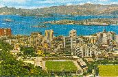 01-06-157|從銅鑼灣加路連山一帶眺望維多利亞港,前方為南華會球場,約攝於1965年。(1965)