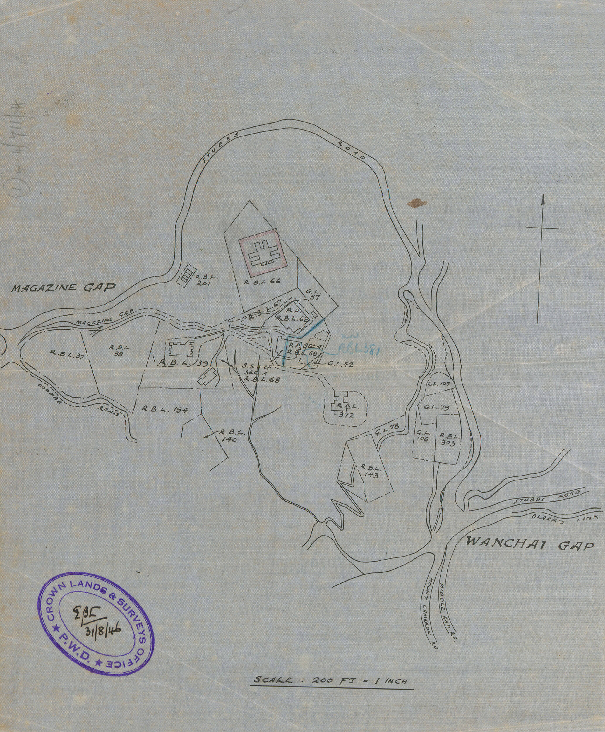显示忠灵塔位置的地图。 HKRS156-1-351 (1946)