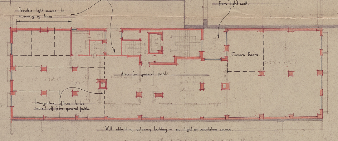 Sketch layout plan of the branch office of the Registration of Persons Office at Nathan Road. (1960)