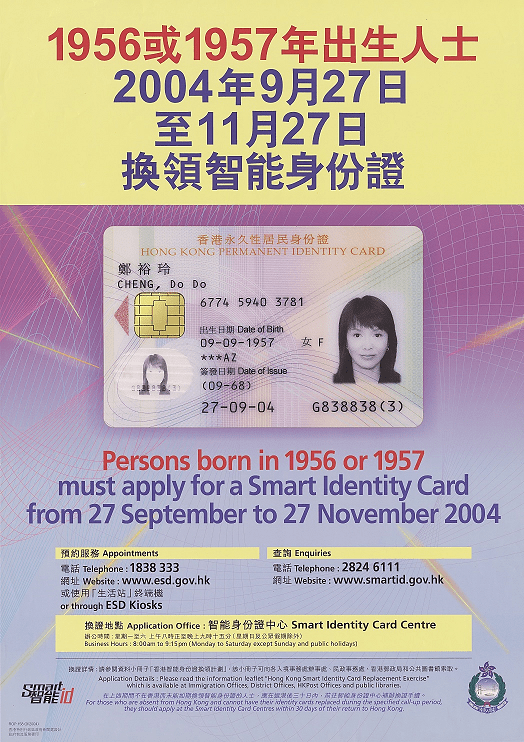 A poster on the replacement of smart ID cards featuring a renowned artist. (2004) 